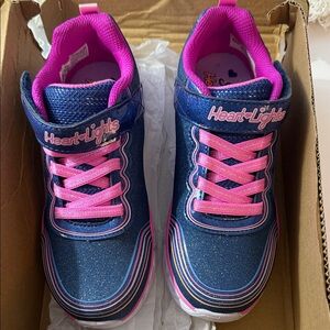 Skechers Heart Lights - Navy and Pink Sneakers
